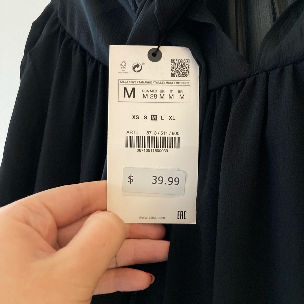 NWT Zara chiffon fancy shirt with back ties